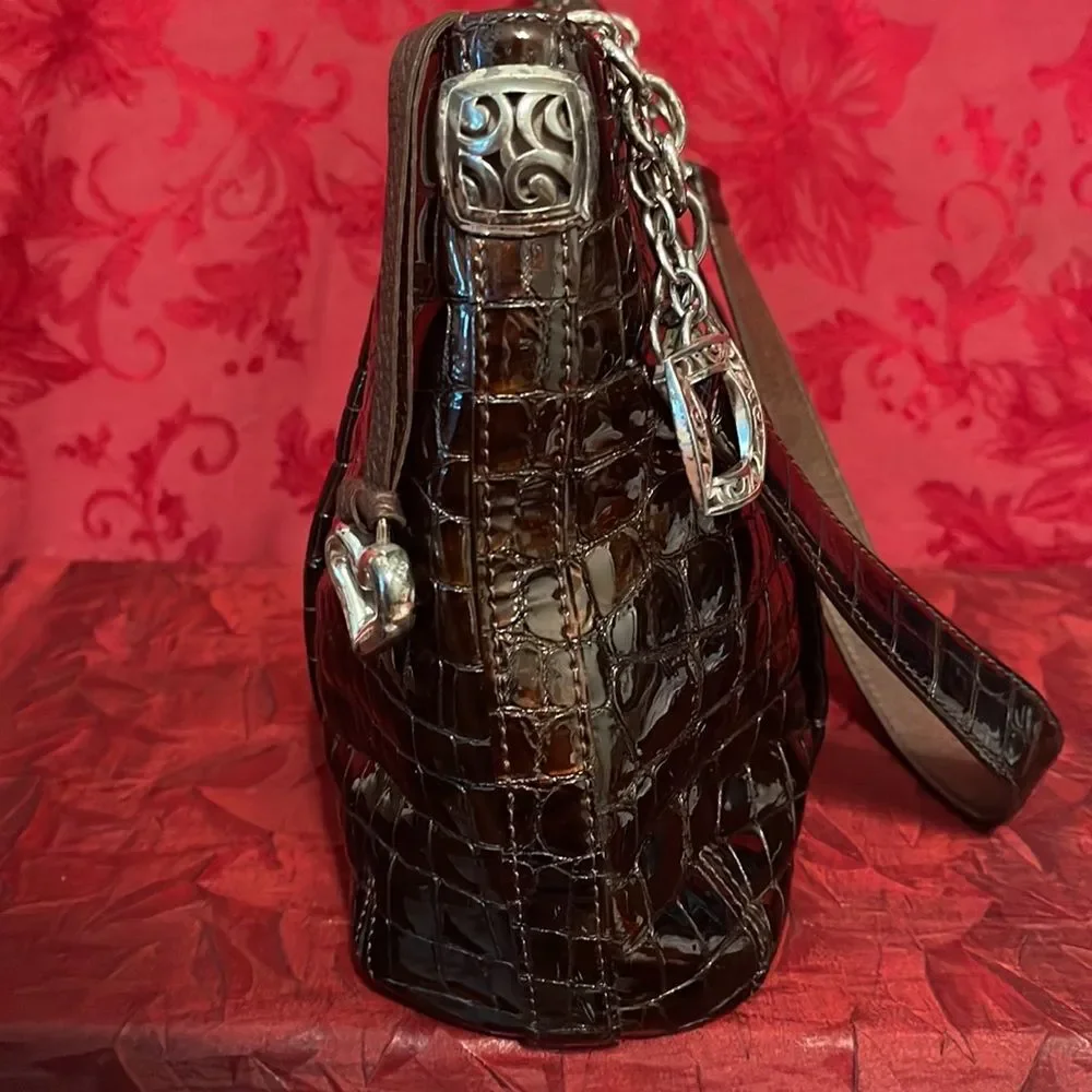 Brighton Collection Bronze Patent Leather Croc pattern Shoulder Bag‎